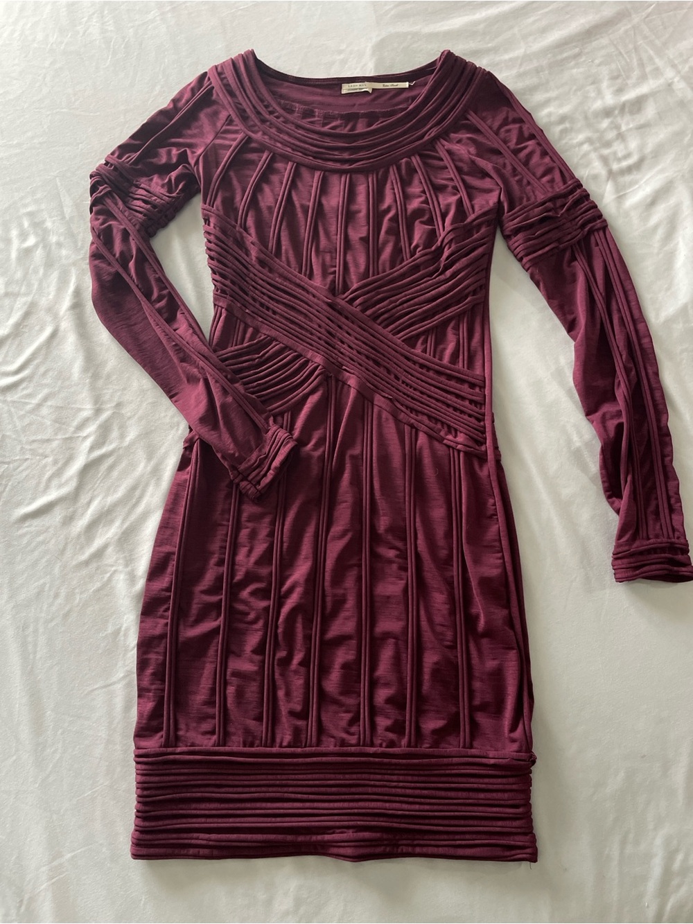 Leon Max Limited Edition XS Bodycon Long Sleeve Minidress in Burgundy